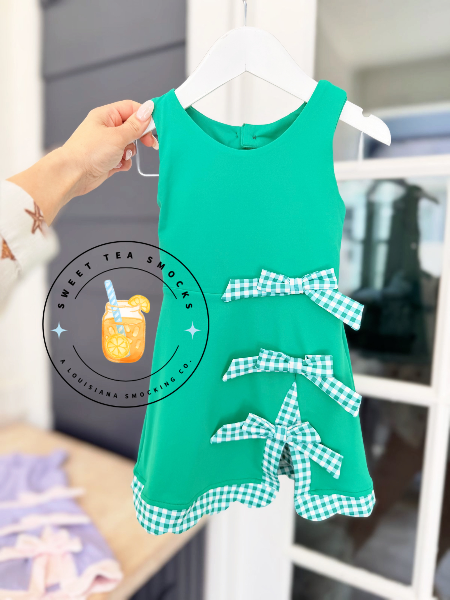 Green Gingham Youth Summer Dress