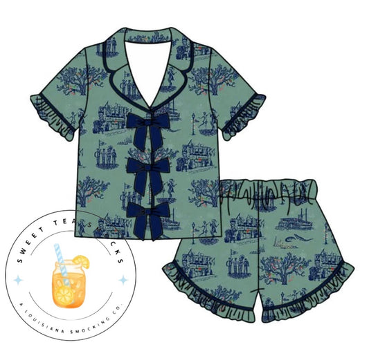 Preorder: Bayou Noel Toile Girls Bow Lounge Set