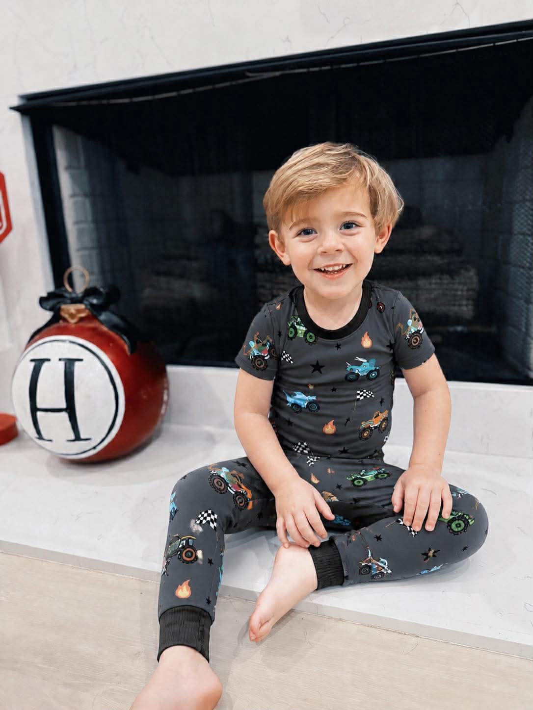 Preorder: Charcoal Monster Jam Bamboo 2PC Short Sleeve Set