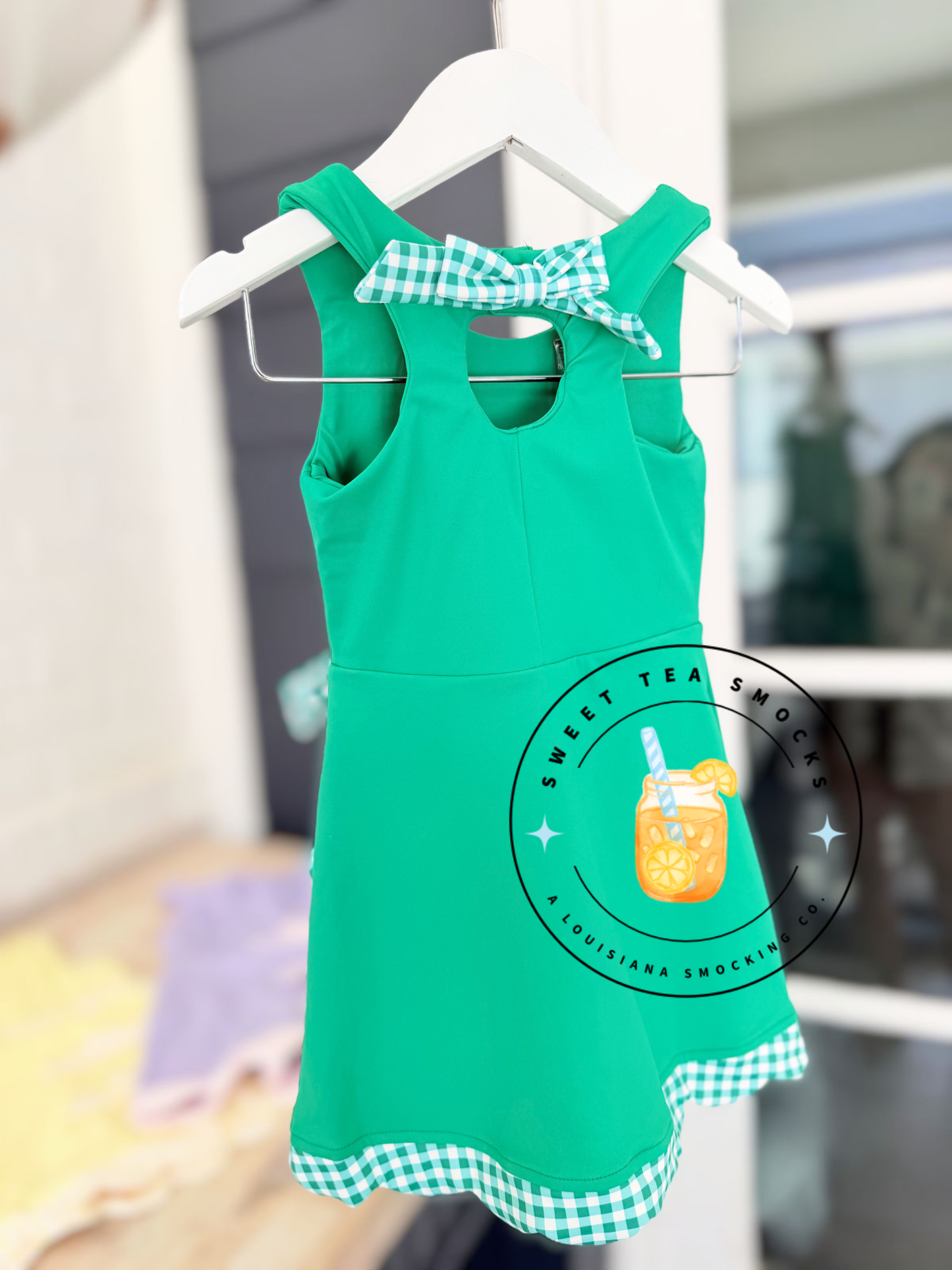 Green Gingham Youth Summer Dress