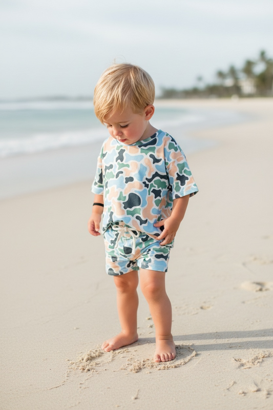 Preorder: Seaside Camo Youth Bamboo Lounge Set
